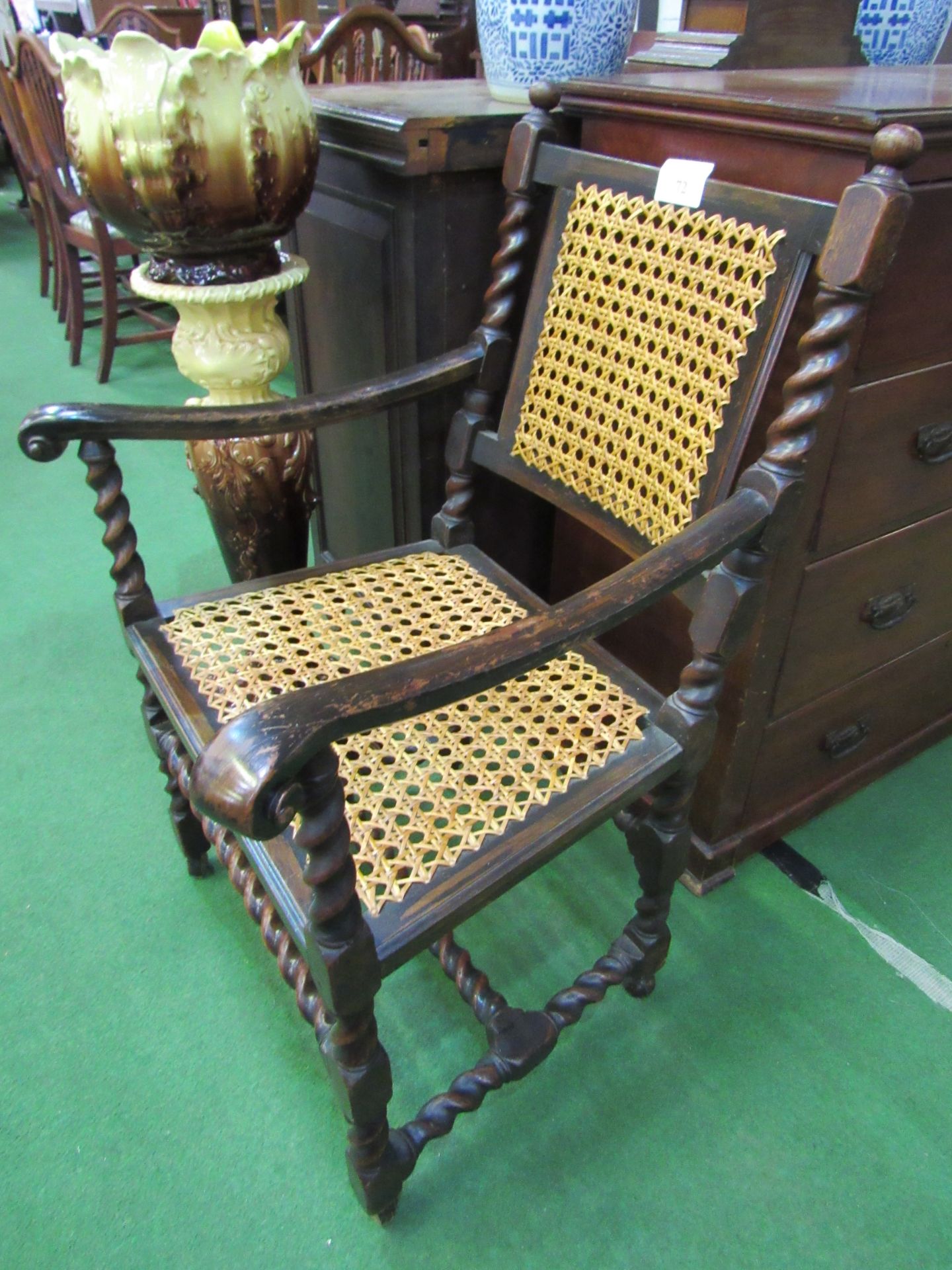 Oak armchair with cane back and seat. Estimate £20-30. - Image 2 of 2
