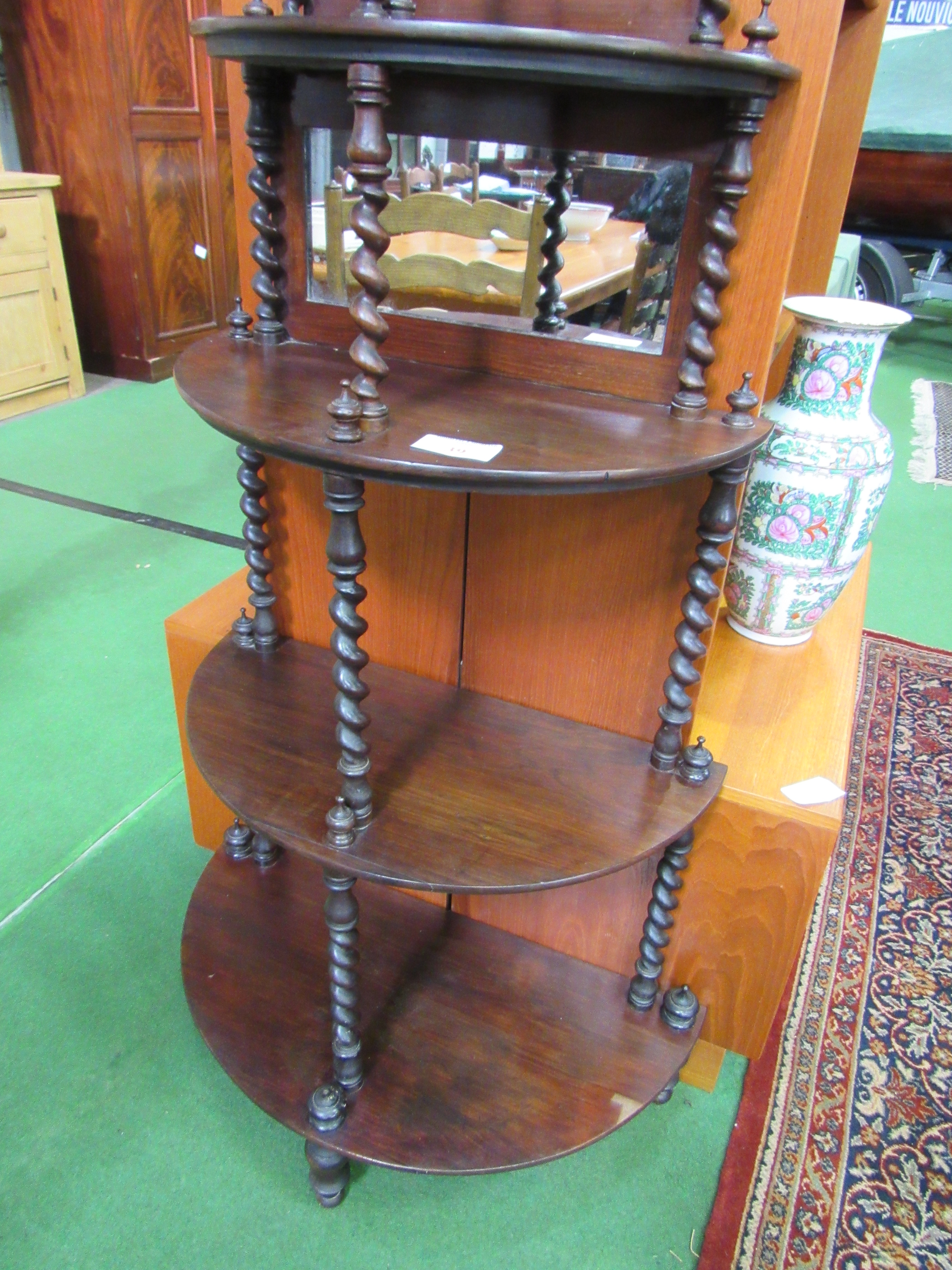 Victorian 5 tier Rosewood wot not, with barley twist columns and mirror back to top 2 shelves, 75 - Image 2 of 4