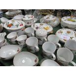 Approx 60 pieces of Royal Worcester ""Evesham"" dinnerware; cut glass decanter and glass ice