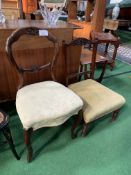 Balloon back Victorian dining chair together with mahogany framed nursing chair. Estimate £10-20.