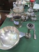 Quantity of silver plate including bowl; Batchelors tea pot, milk and sugar; tankard; cruet set,