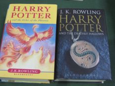 Harry Potter and the Deathly Hallows, first edition; Harry Potter and the Order of the Phoenix.