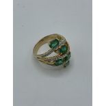 18ct gold 5 emerald and diamond ring, weight 12.3gms, size Y. Estimate £1000-1200.