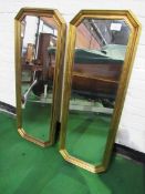2 gilt framed tall wall mirrors, 130 x 50cms. Estimate £30-50.