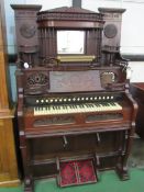 Victorian style decorated mahogany organ by Estey Organ Co., Brattleboro, Vermont, USA. 110 x 60 x