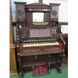 Victorian style decorated mahogany organ by Estey Organ Co., Brattleboro, Vermont, USA. 110 x 60 x