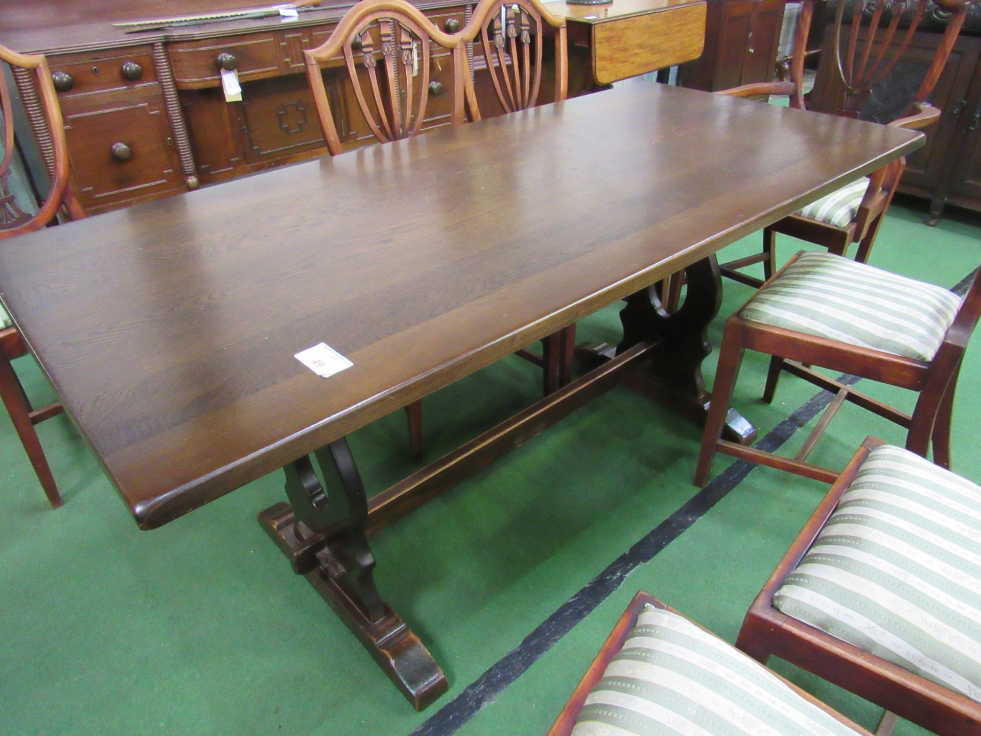 Oak refectory-style table. 168 x 75 x 75cms. Estimate £10-30. - Image 3 of 3