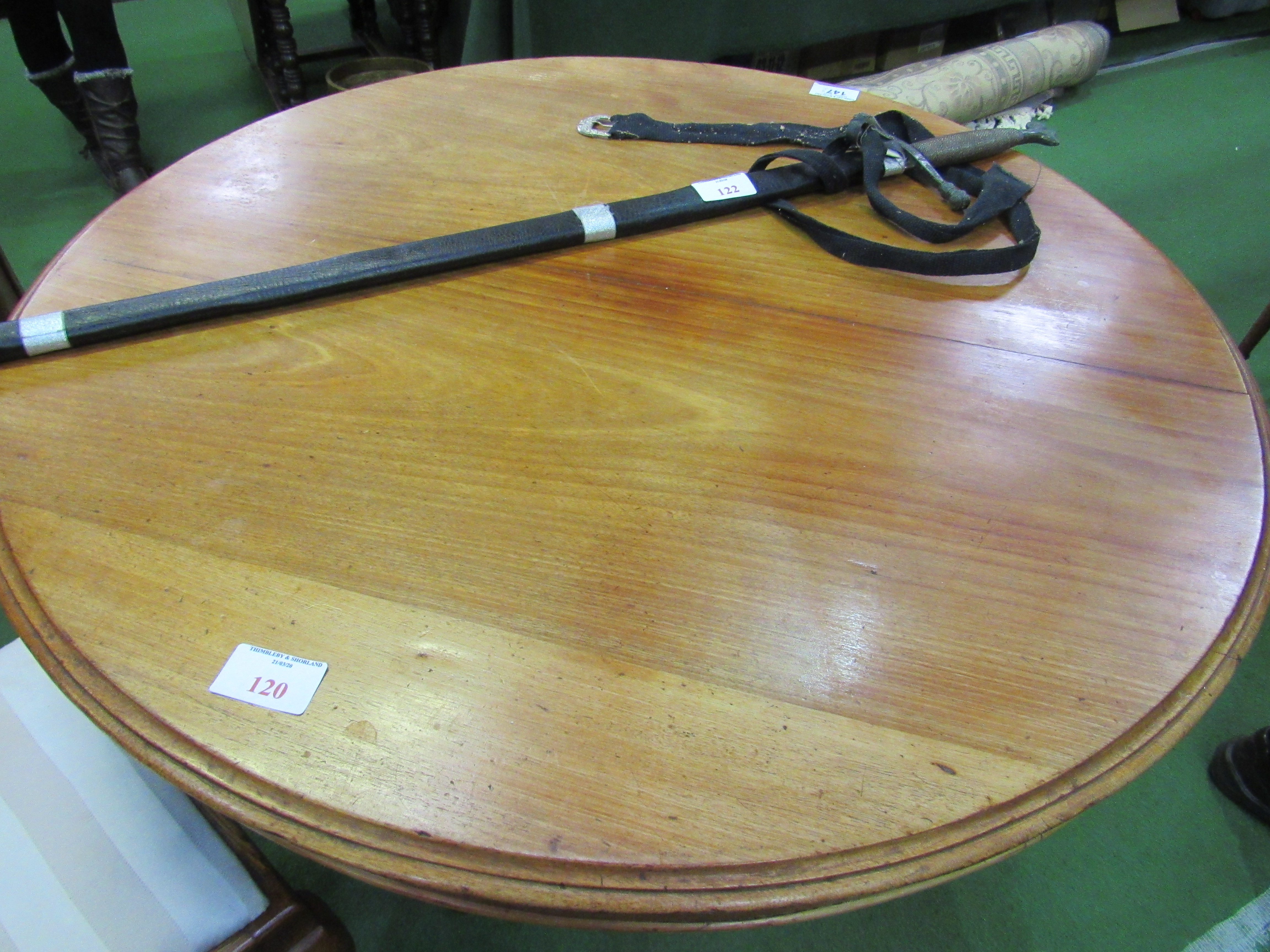 Mahogany circular tilt top table, on turned and carved pedestal to 3 feet. Diameter 116cms. Estimate - Image 3 of 3