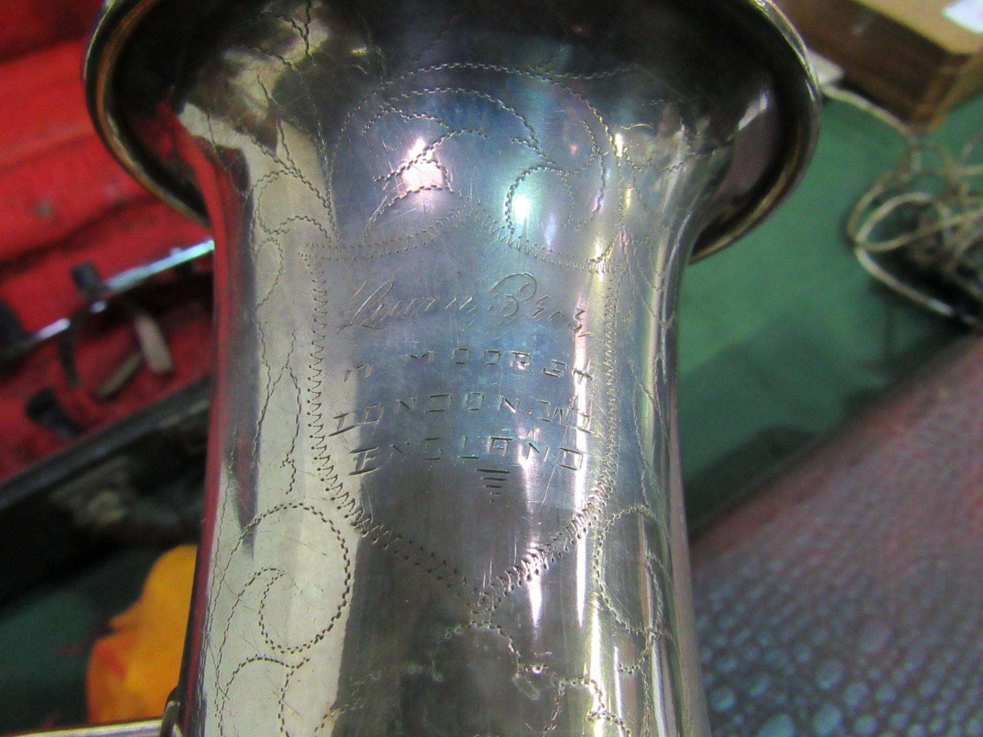 Vintage alto Saxophone engraved Lewin Bros, London, probably manufactured by Martin in the USA. - Image 2 of 2