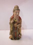 Satsuma figurine of an old man holding a turtle, as found, height 17cms. Estimate £50-100.