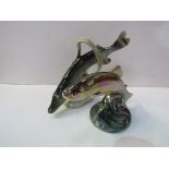 2 figurines of fish, Trout - Dutch Jemaware; Pike - Royal Dux. Estimate £20-30.