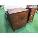 Georgian flame mahogany commode, with brass carry handles, 63 x 49 x 75cms. Estimate £20-40.