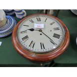 15 inch Walnut Fusee dial clock, working, with key & pendulum. Estimate £140-180.