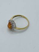 14ct gold, fire opal and white stone ring, size S, weight 2.9gms. Estimate £250-300.