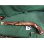 19th Century Flintlock Pistol, full markings, black powder and in working condition . Estimate £