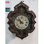 Circa 1850's, French ""Oeil de Boeuf"" Vineyard Clock with mother of pearl inlays. Estimate £80-100.