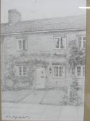 Pencil sketch by B.N Bradley Carter of a house and garden; and a watercolour of the same house by