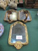 2 mirrored sconces and one matching mirror. Estimate £20-40.