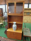 G Plan display unit with cupboard below, 82 x 46 x 198cms. Estimate £25-40.