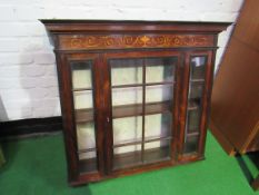 Inlaid Rosewood wall-hanging display cabinet, 90 x 25 x 80cms. Estimate £30-50.