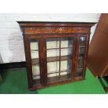 Inlaid Rosewood wall-hanging display cabinet, 90 x 25 x 80cms. Estimate £30-50.