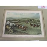 Set of 4 framed and glazed prints ""The Vale of Aylesbury Steeple Chase"" together with two other