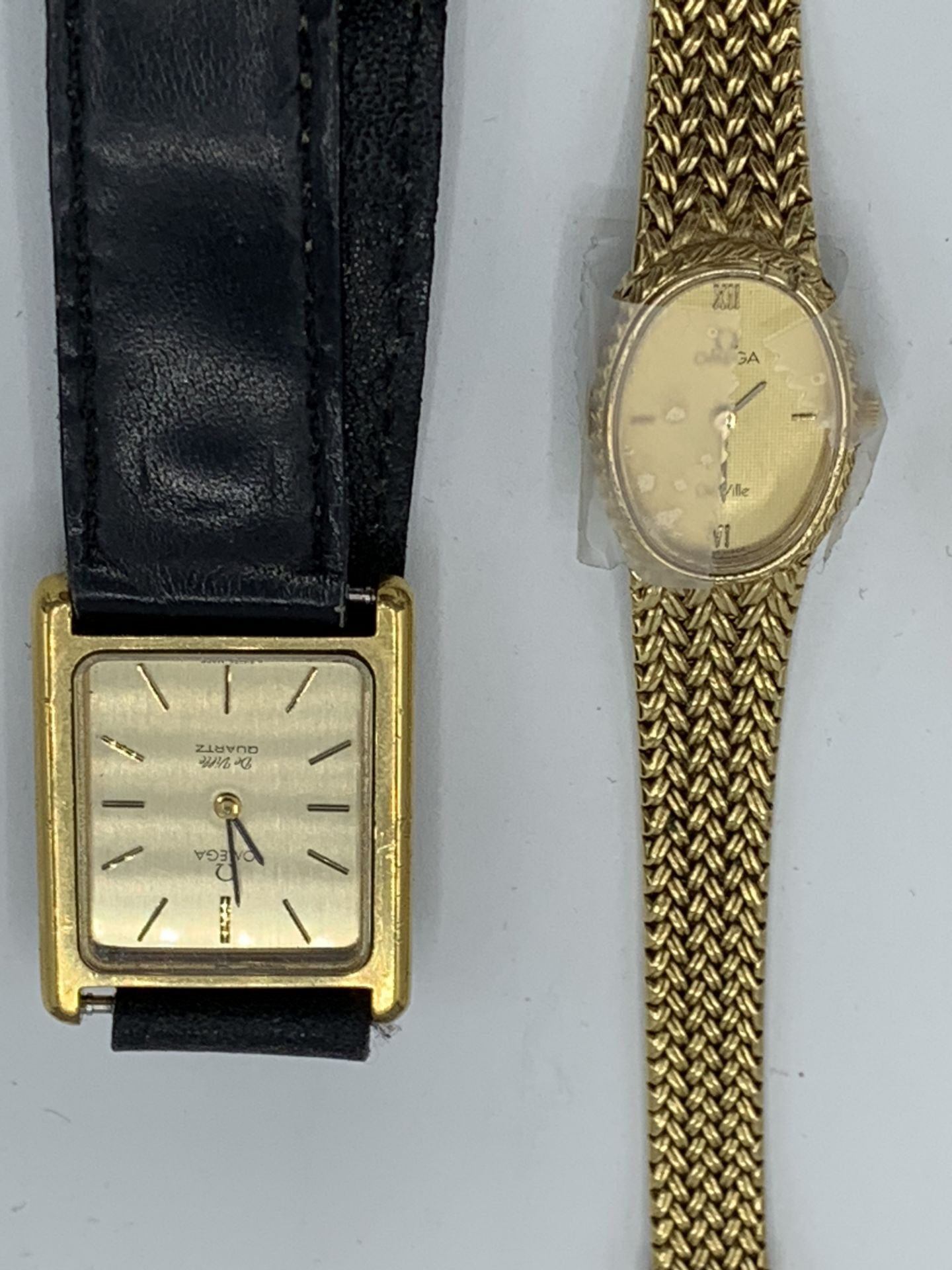 Omega Deville quartz wrist watch; and an Omega lady's quartz wrist watch with gold plated strap. - Image 2 of 2