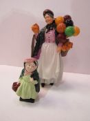 Royal Doulton Balloon Seller and Royal Doulton Sairey Gamp figurines. Estimate £40-50.
