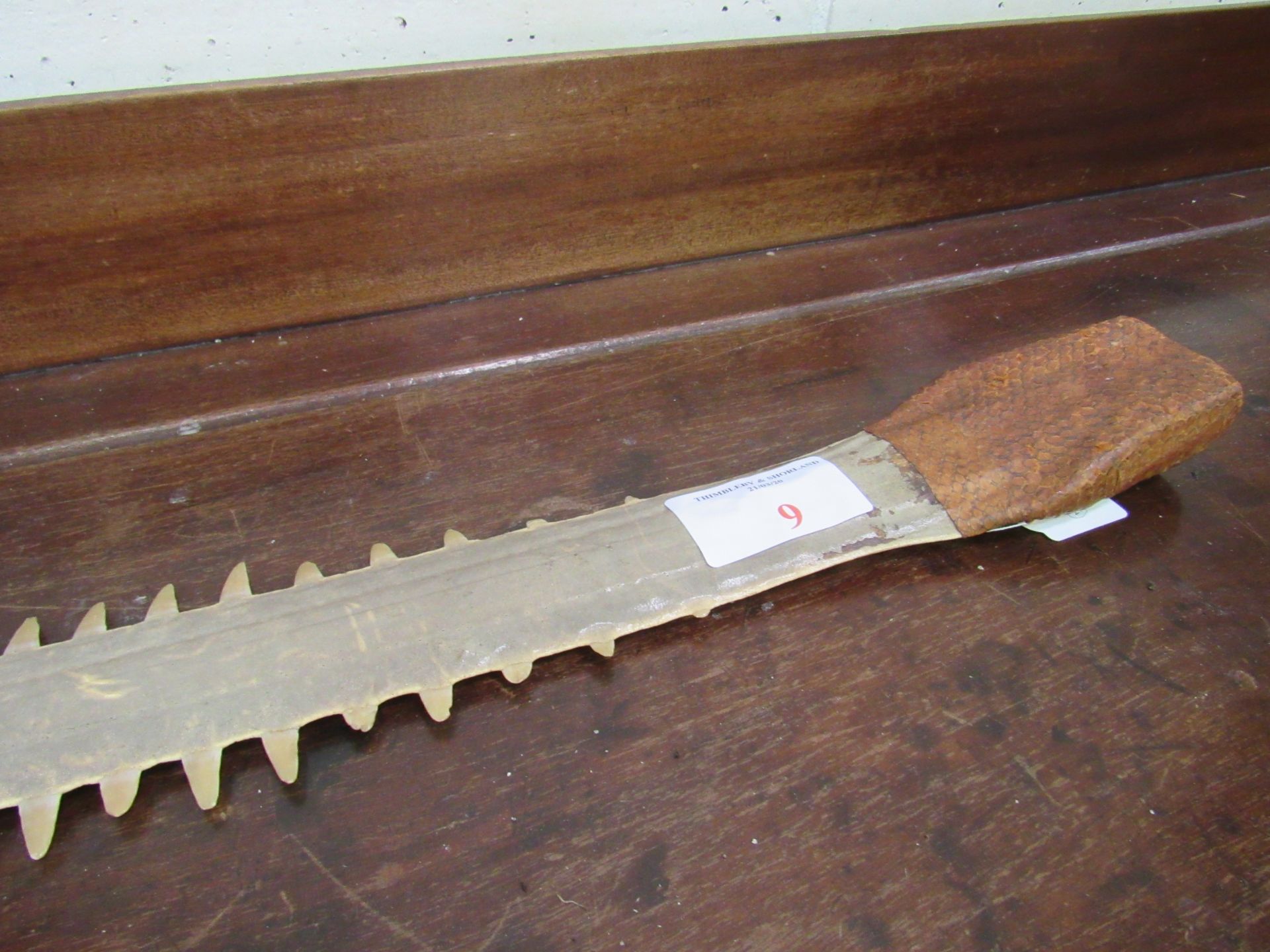 Rare Taxidermy Polynesian ""Saw Fish"" Sword. Python Skin handle. Estimate £80 - 120. - Image 3 of 4