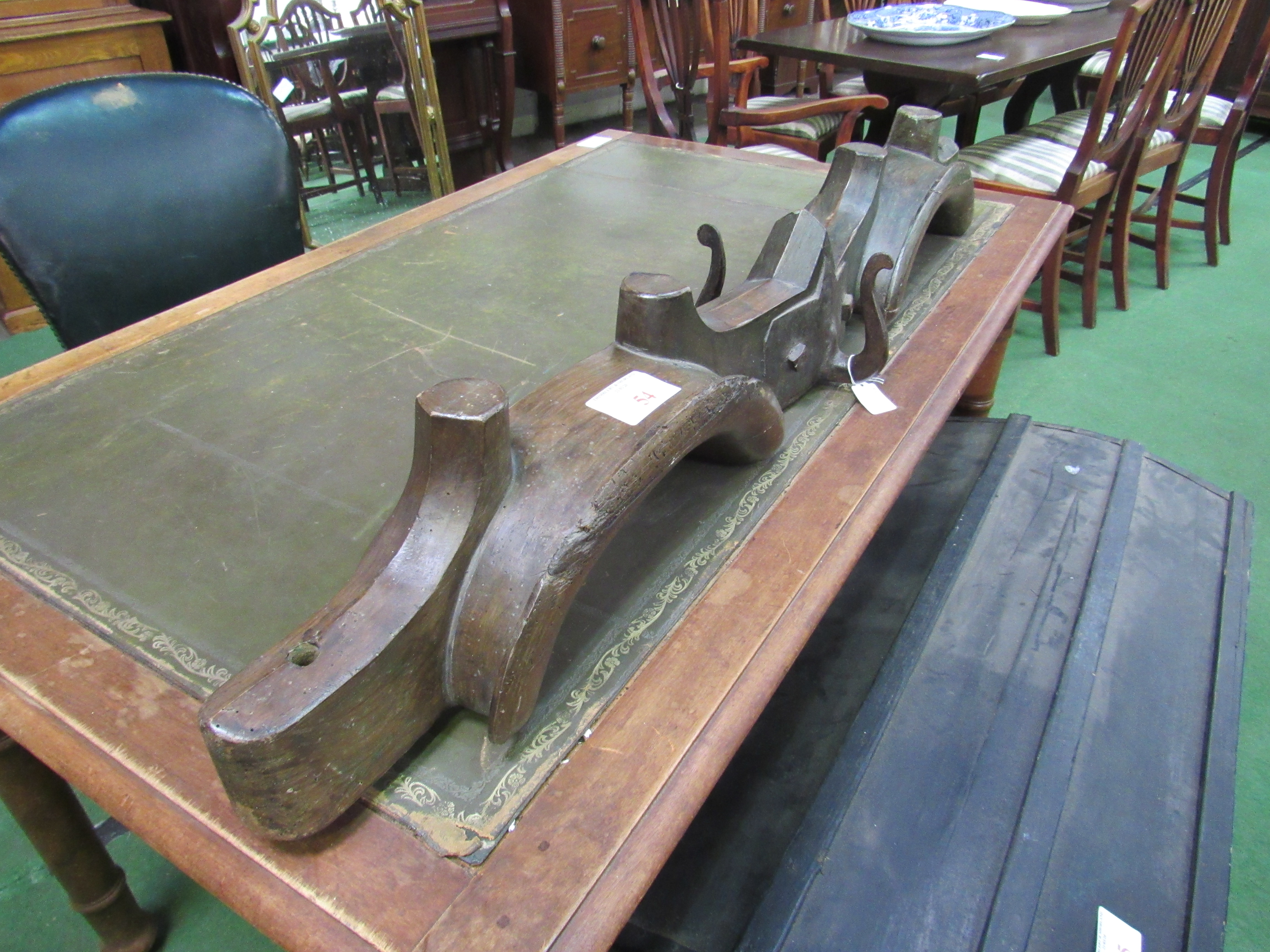 Vintage decorative double Ox Yoke of wood and iron construction. Estimate £50-80.