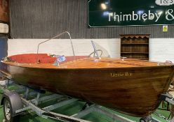 'Lizzie B II' 1953 Tucker Brown and Co River launch. Mahogany Carval planking hull with oak frame.