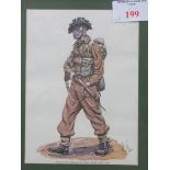 5 framed and glazed prints of army uniforms. Estimate £10-20.