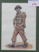 5 framed and glazed prints of army uniforms. Estimate £10-20.
