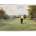 Framed and glazed ""2nd Hole at Huntercombe Golf Course"", print by R.A. Wade signed in the image.
