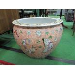 Large oriental fish bowl, Diameter 43cms and height 35cms. Estimate £30-50.