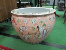 Large oriental fish bowl, Diameter 43cms and height 35cms. Estimate £30-50.