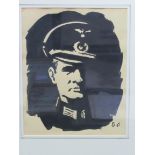 WW2 ink-wash picture of Nazi Staff Officer, Rudolf Hess, signed FJ/41. Estimate £30-50.