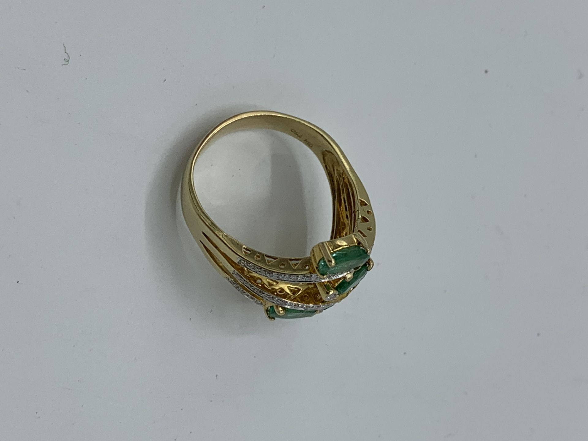 18ct gold 5 emerald and diamond ring, weight 12.3gms, size Y. Estimate £1000-1200. - Image 3 of 3