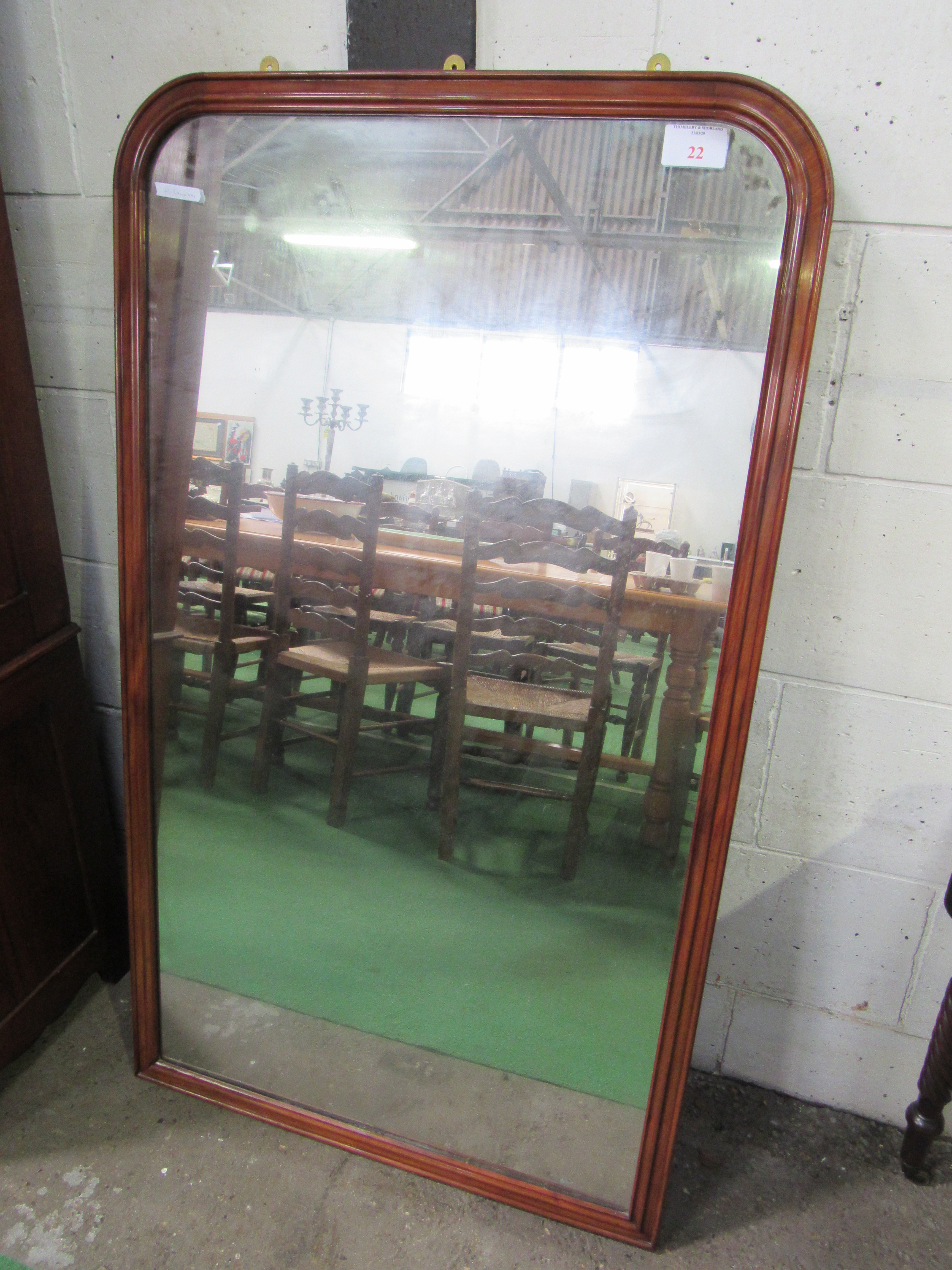 Victorian mahogany framed large wall mirror, 145 x 84cms. Estimate £30-50.