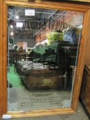 Large Southern Comfort advertising mirror, 91 x 65cms. Estimate £10-20.