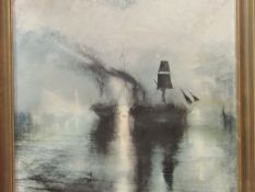 JMW Turner, Ships at Anchor in Dieppe Harbour, Victorian Oleograph. Estimate £15-20.