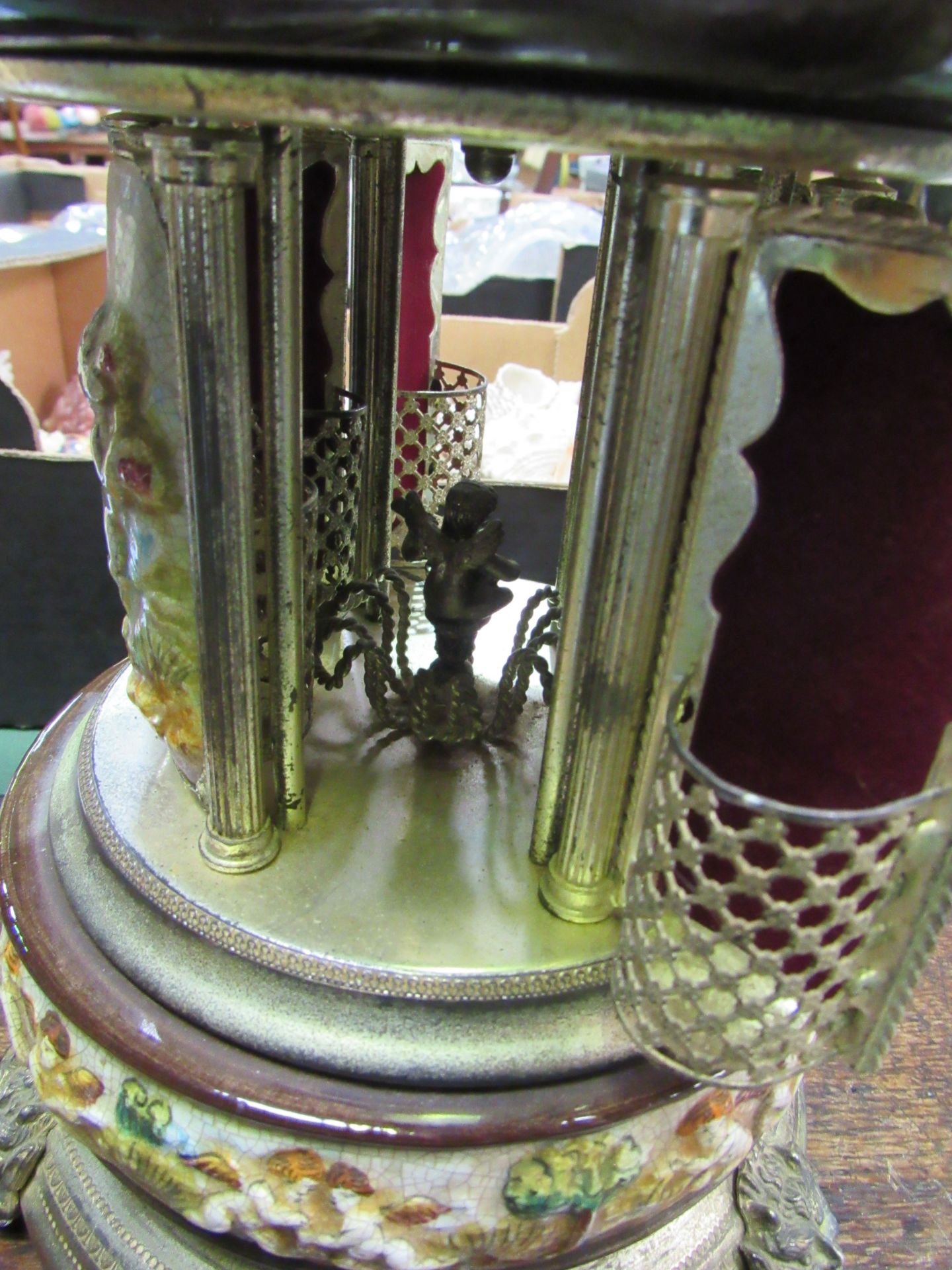 Vintage Reuge large porcelain musical cigarette dispenser. Estimate £60-90. - Image 2 of 4