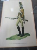 6 framed and glazed Barbosa prints of military uniforms of the USA together with 2 framed and glazed