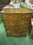 Walnut chest of 5 drawers, 78 x 51 x 98cms. Estimate £30-40.