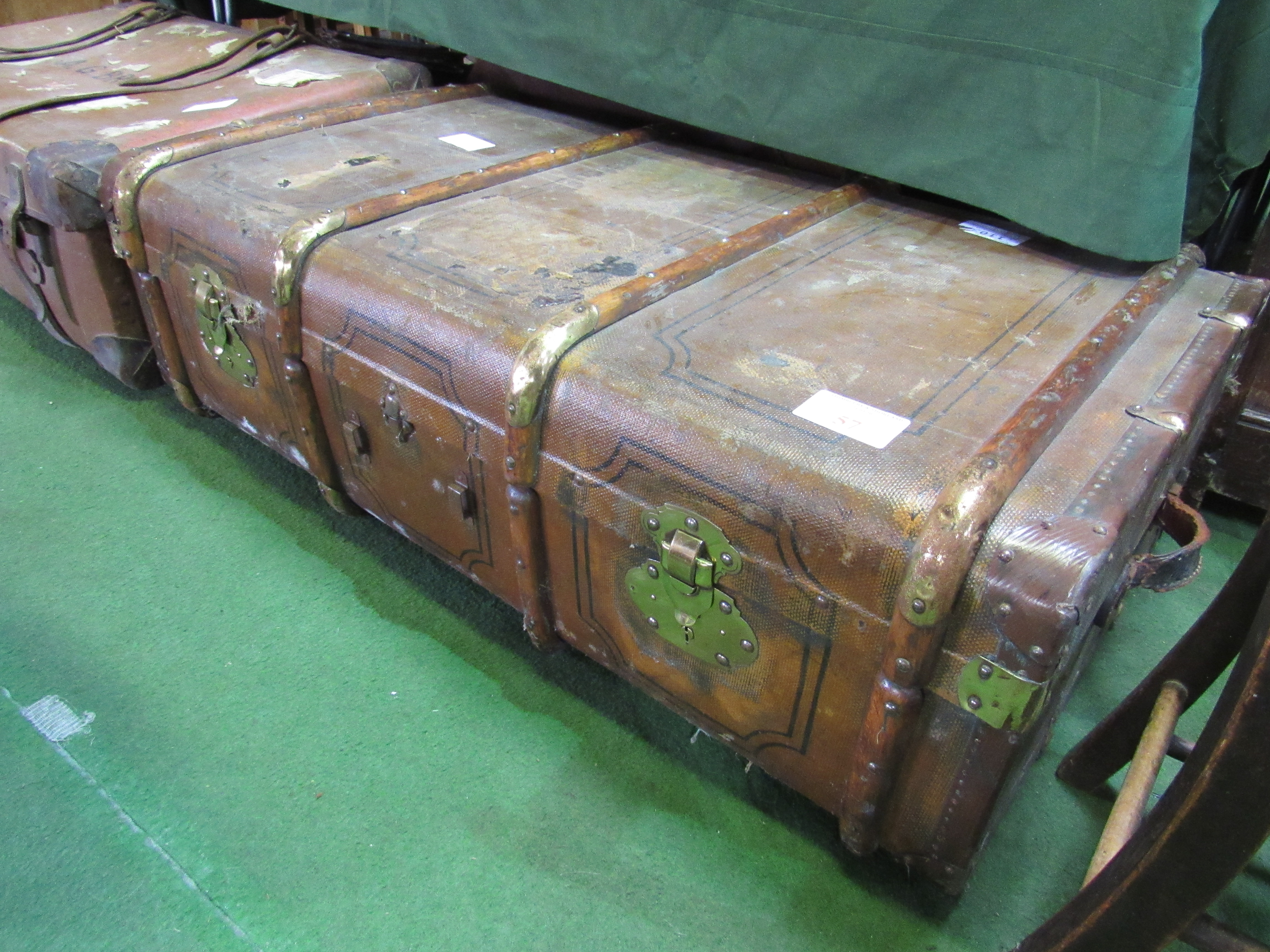 Brass bound trunk, 105 x 57 x 32. Estimate £20-30