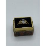 Yellow metal Georgian cut diamond ring with filigree shoulders as found, size J, weight 2.9gms.