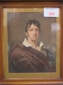 3 framed and glazed prints: one of a portrait of a gentleman; and 2 Napoleonic war scenes.