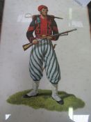 6 framed and glazed Barbosa prints of military uniforms of the USA. Estimate £30-50.