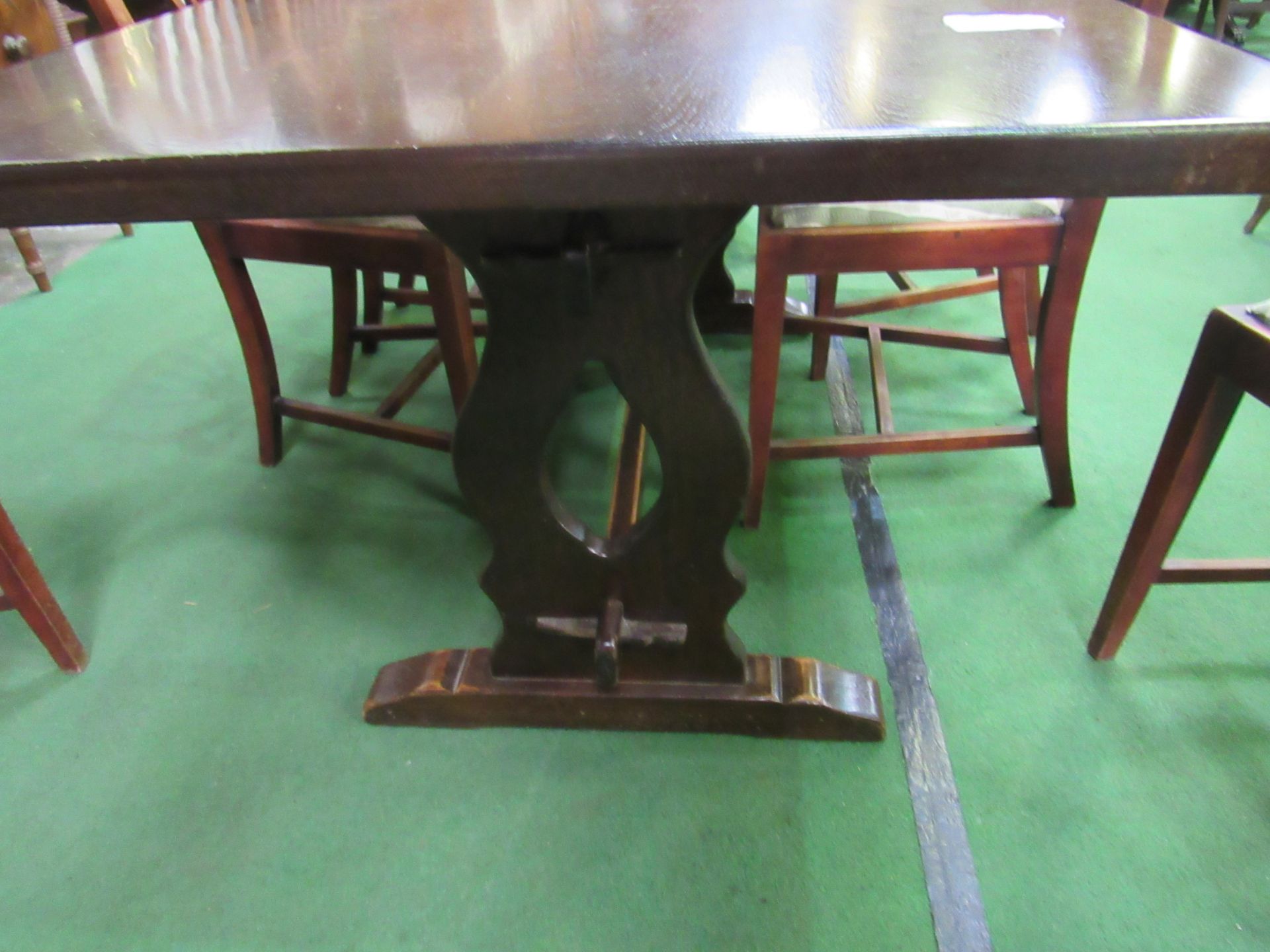 Oak refectory-style table. 168 x 75 x 75cms. Estimate £10-30. - Image 2 of 3