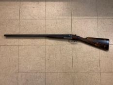 AYA 12 bore side by side Yeoman model shotgun, 1973, serial number 408025, 71cm barrels. Estimate £